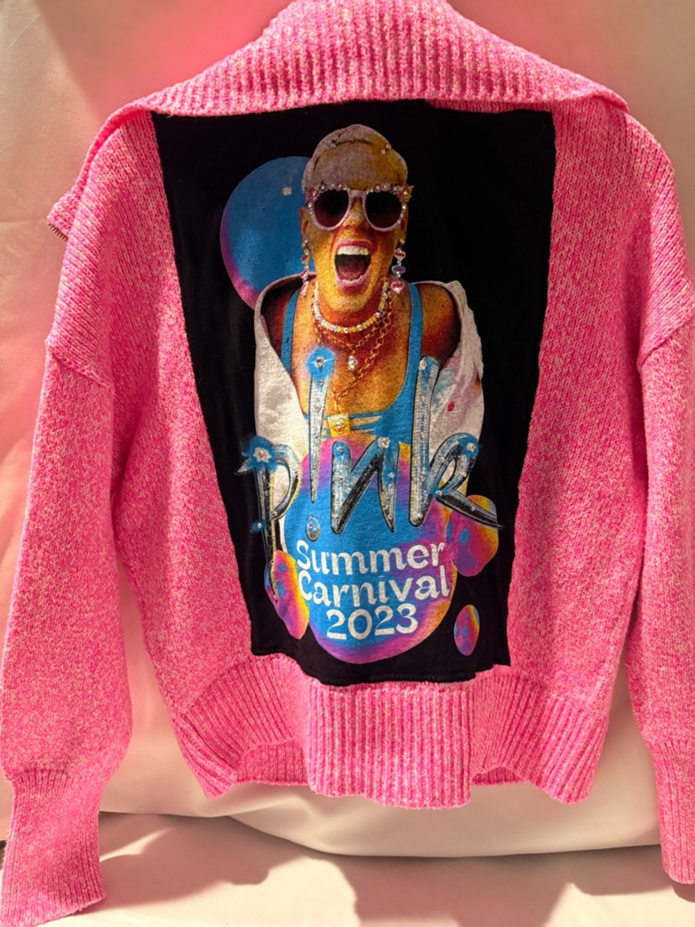 Ann Taylor Custom @blingqueendee PINK vintage tee w Swarovski Ab crystals